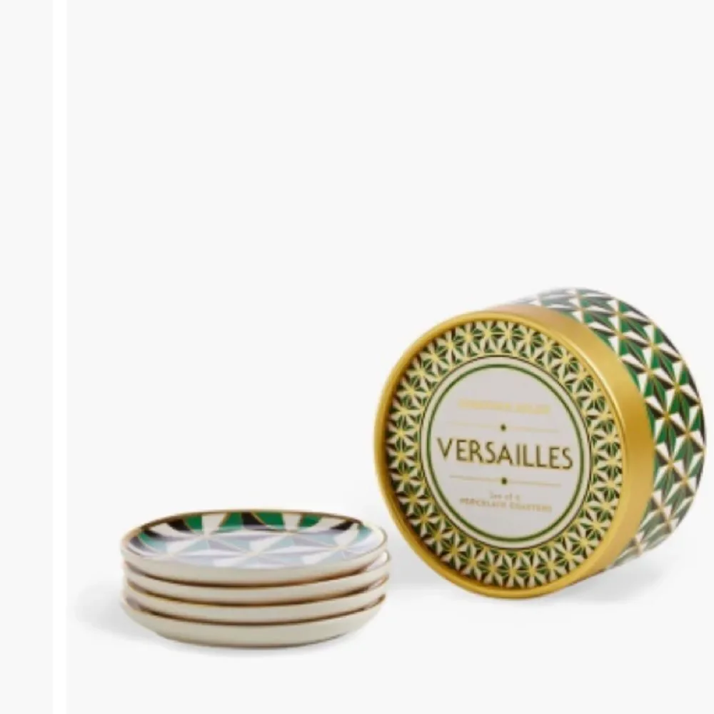 Jonathan Adler Versailles Coaster Set, Purple / Green / Red / Blue, NEW